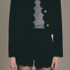 ENGLISH FACTORY Matching Sets*- Scallop Velvet Shorts BLACK