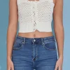 ENGLISH FACTORY Sweaters & Knits | Tops*- Scallop Detail Button Detail Knit Tank Top IVORY