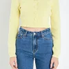 ENGLISH FACTORY Sweaters & Knits | Tops*- Scallop Edge Cropped Cardigan YELLOW