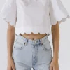 ENGLISH FACTORY Tops*- Scallop Edge Top
