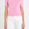 ENGLISH FACTORY Sweaters & Knits | Tops*- Scallop Hem Square Neck Sweater PINK