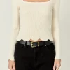 ENGLISH FACTORY Sweaters & Knits | Tops*- Scallop Hem Long Sleeve Sweater