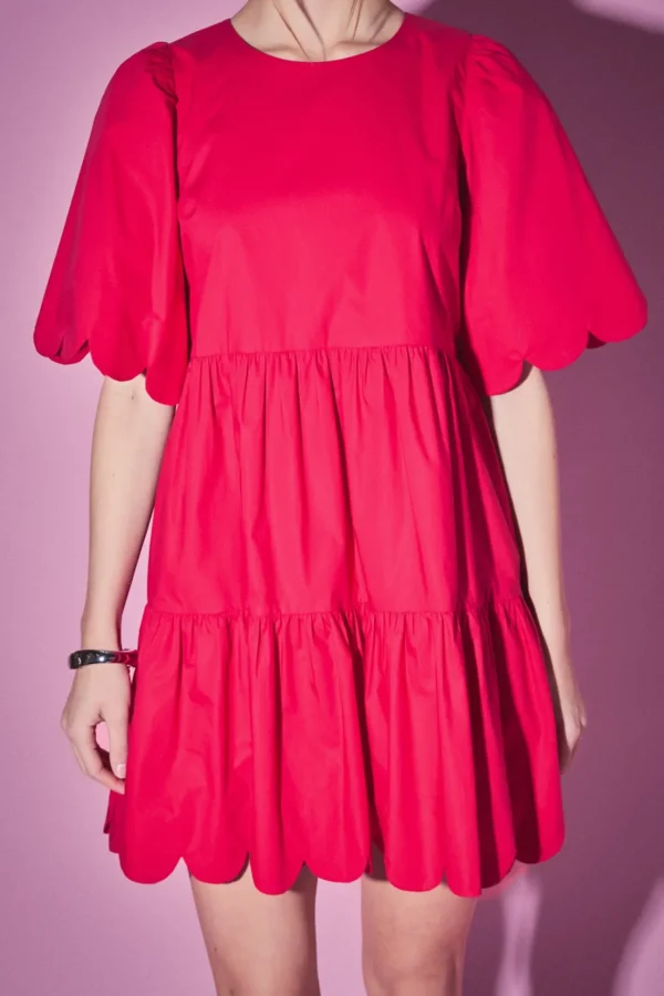 ENGLISH FACTORY White Dresses | Tops*- Scallop Detail Tiered Mini Dress