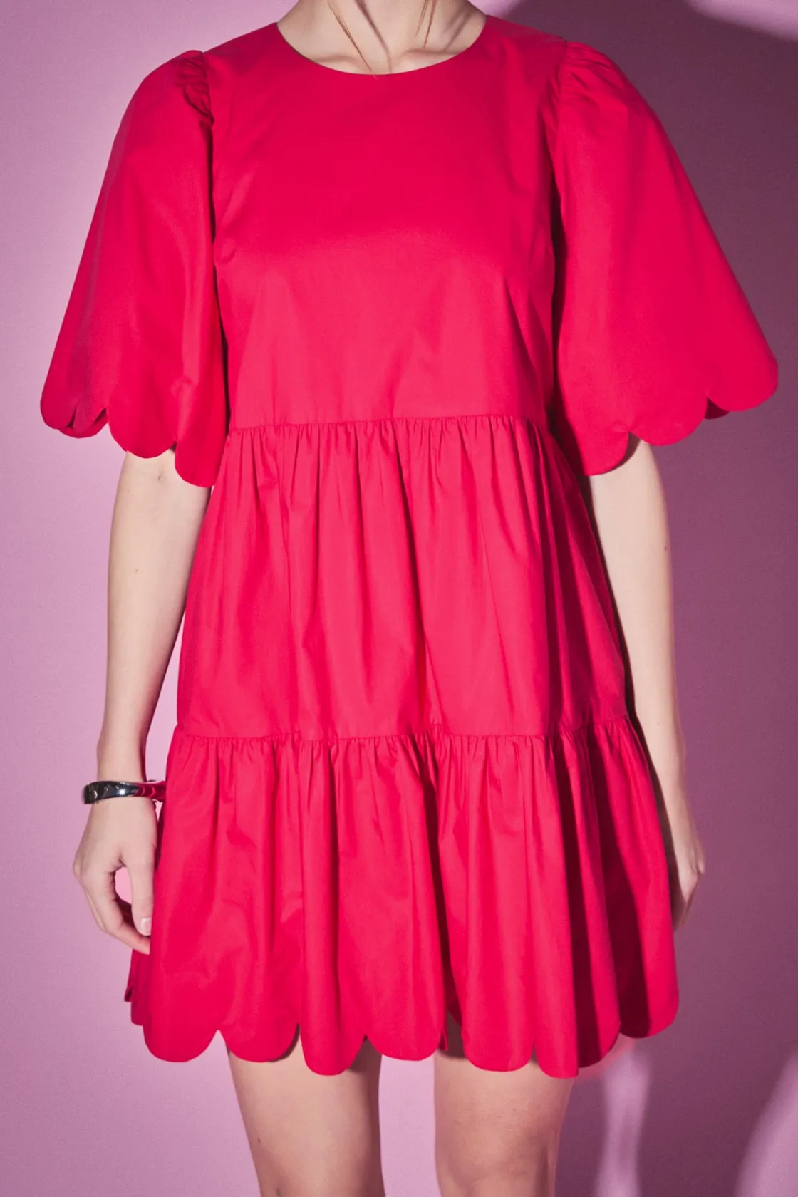 english_factory__scallop__0-26.webp ENGLISH FACTORY White Dresses | Tops*- Scallop Detail Tiered Mini Dress