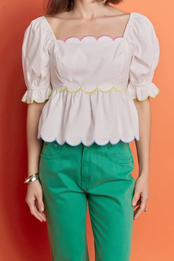 ENGLISH FACTORY Tops*- Scallop Top WHITE