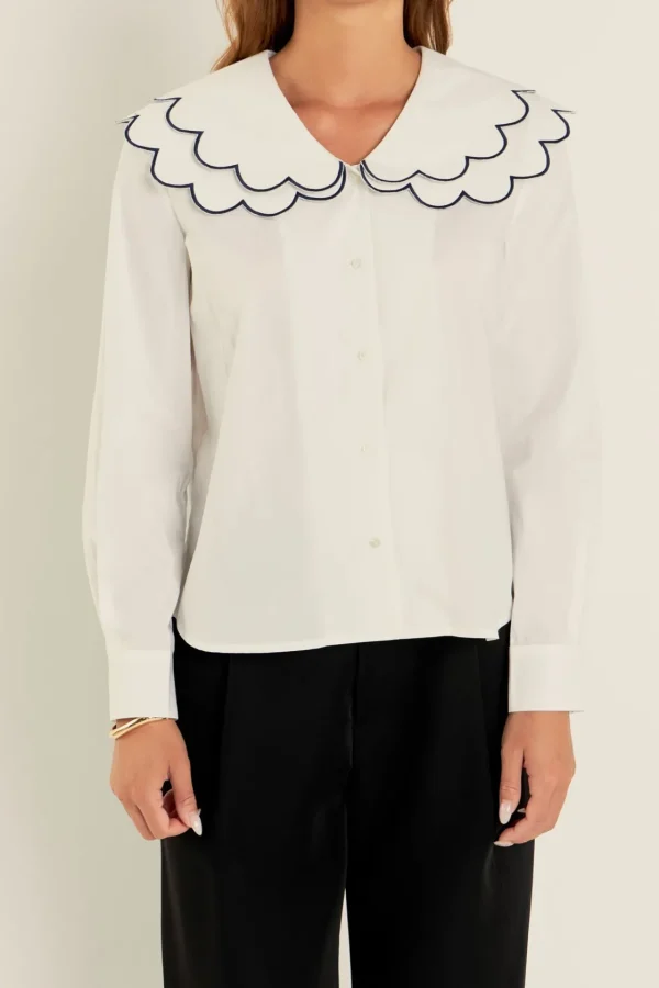 ENGLISH FACTORY Shirts & Blouses*- Scallop Embroidery Blouse WHITE