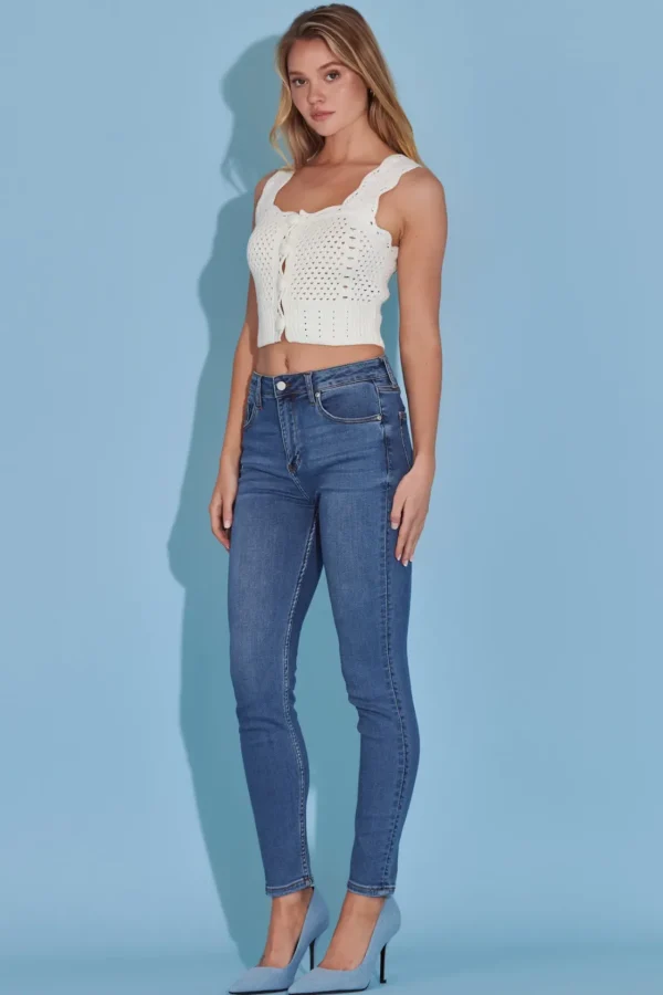 ENGLISH FACTORY Sweaters & Knits | Tops*- Scallop Detail Button Detail Knit Tank Top IVORY