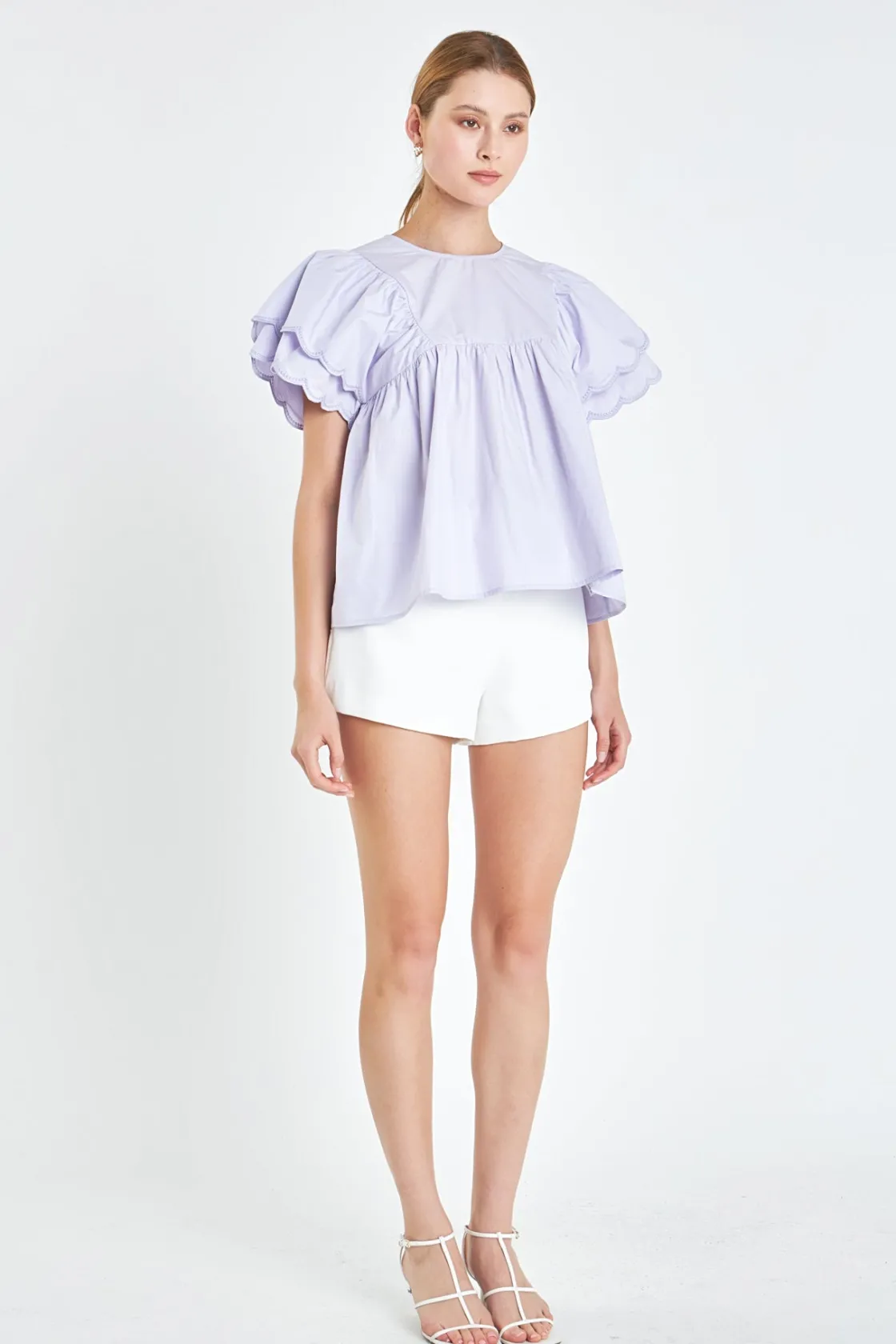 english_factory__scallop__1-3.webp ENGLISH FACTORY Tops*- Scallop Hem Sleeve Top LAVENDER