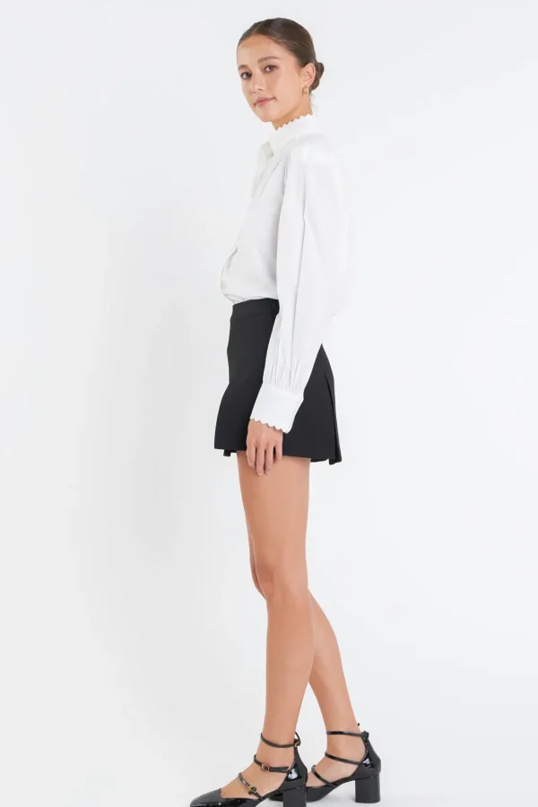 ENGLISH FACTORY Shirts & Blouses*- Scallop Trimmed Shirit Blouse WHITE