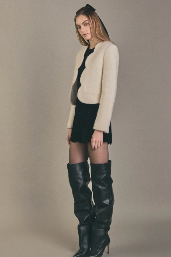 ENGLISH FACTORY Jackets & Coats | Tops*- Scallop Wool Jacket OFFWHITE