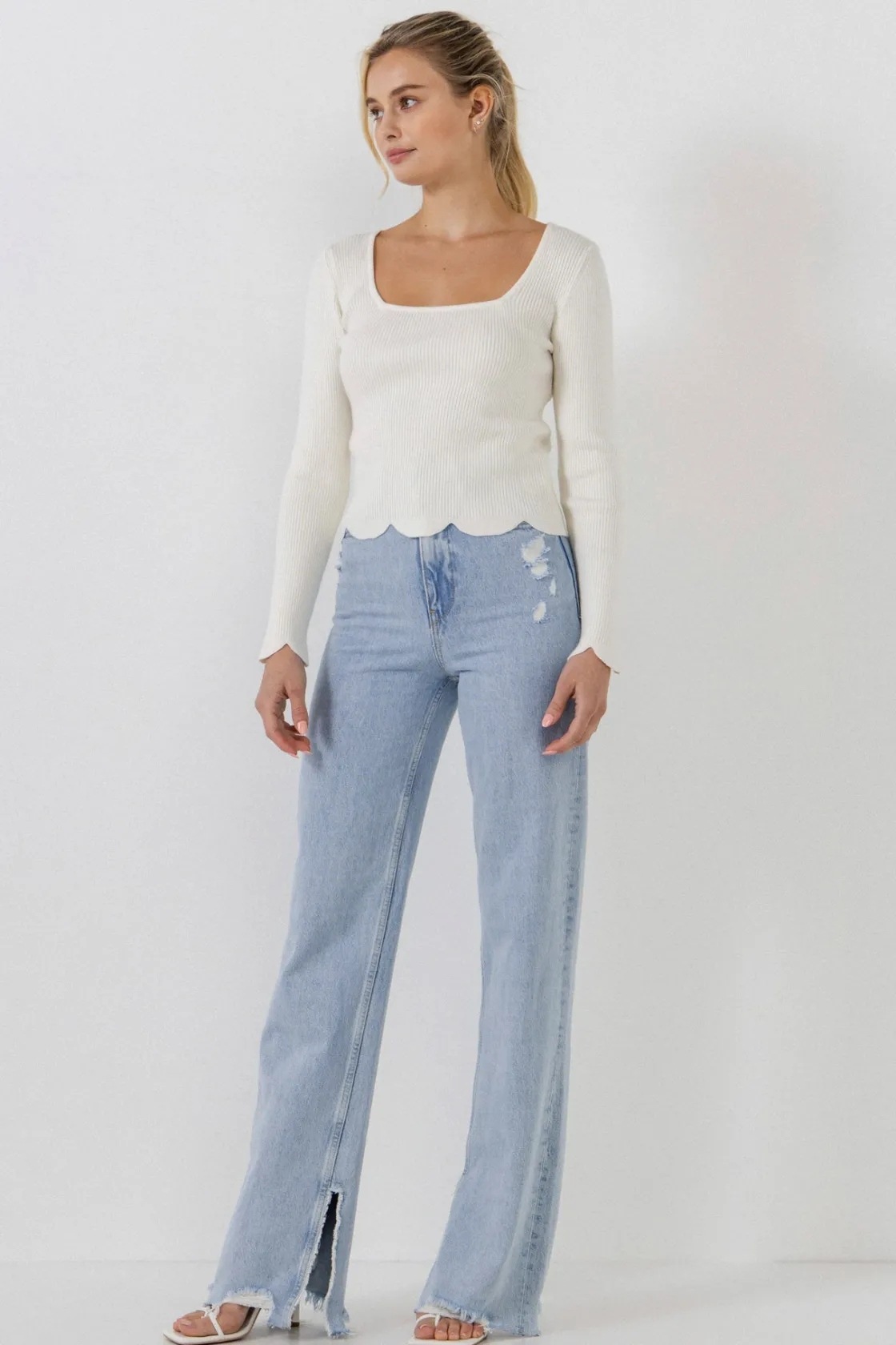 english_factory__scallop__11-1.webp ENGLISH FACTORY Sweaters & Knits | Tops*- Scallop Hem Long Sleeve Sweater