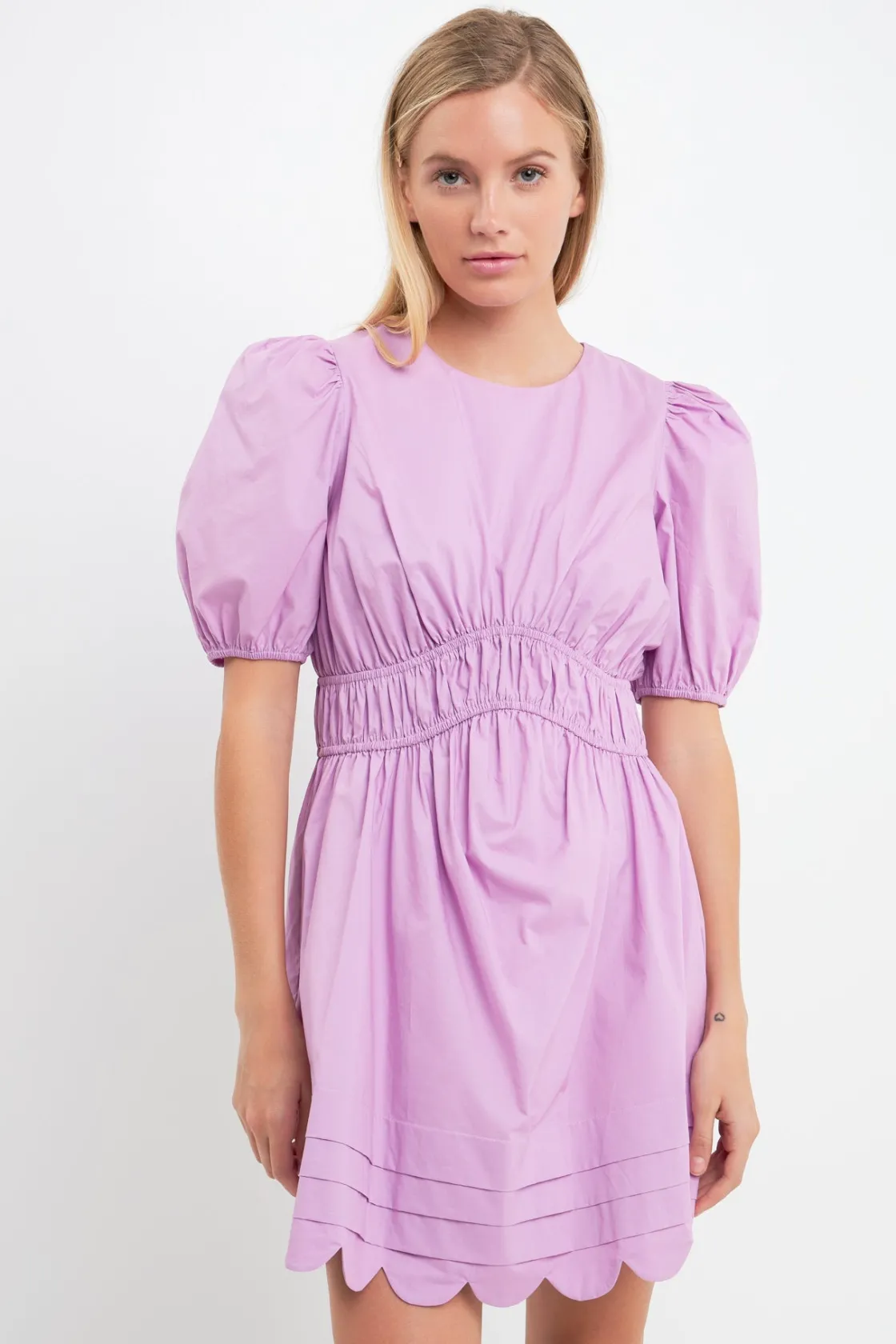 english_factory__scallop__13-2.webp ENGLISH FACTORY Puff Sleeve | Tops*- Scallop Detail Mini Dress