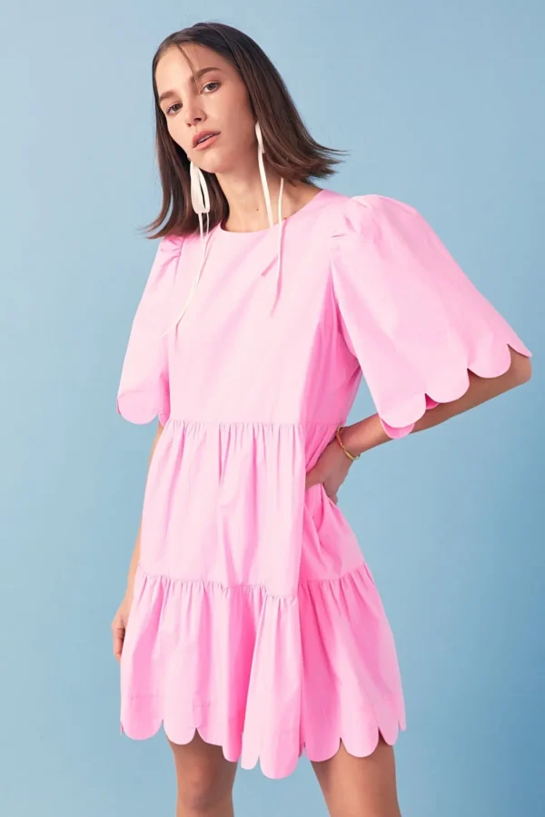 ENGLISH FACTORY White Dresses | Tops*- Scallop Detail Tiered Mini Dress