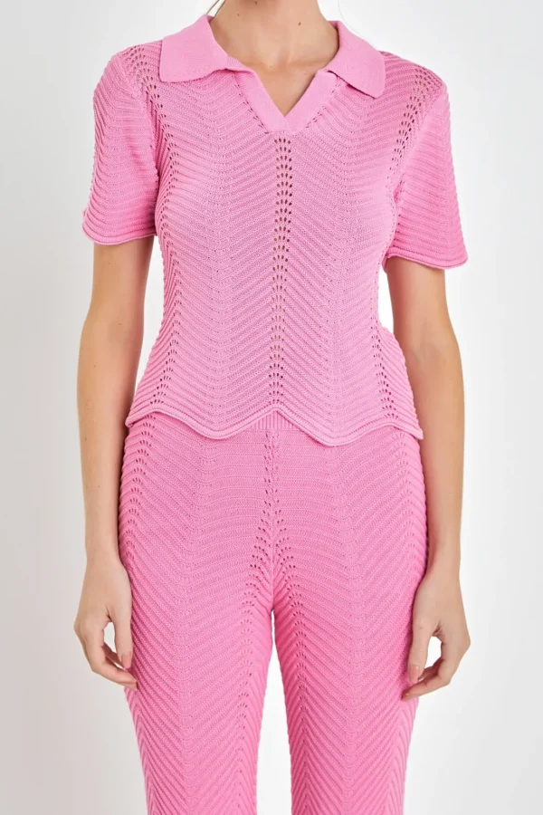 ENGLISH FACTORY Sweaters & Knits | Matching Sets*- Scallop Detail Crochet Knit Top