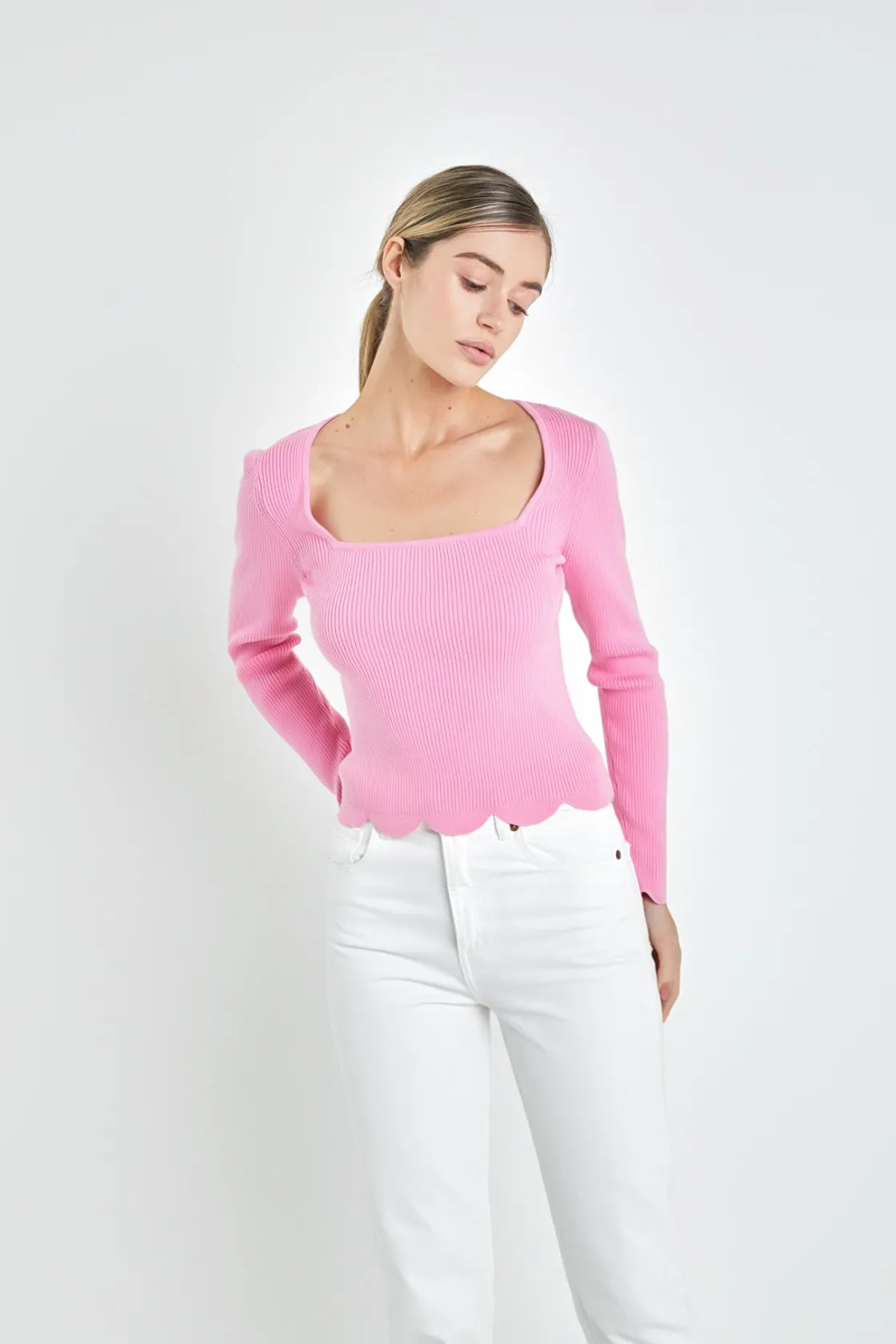 english_factory__scallop__18-1.webp ENGLISH FACTORY Sweaters & Knits | Tops*- Scallop Hem Long Sleeve Sweater
