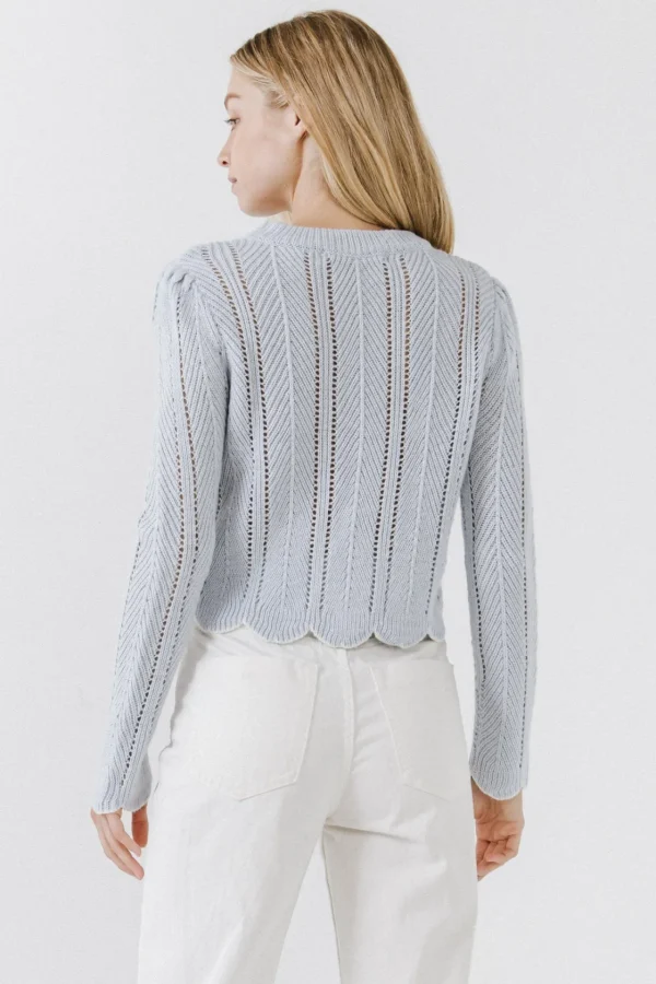 ENGLISH FACTORY Sweaters & Knits*- Scallop Contrast Trimmed Knit Sweater