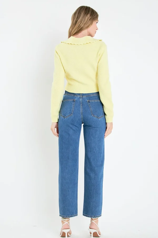 ENGLISH FACTORY Sweaters & Knits | Tops*- Scallop Edge Cropped Cardigan YELLOW