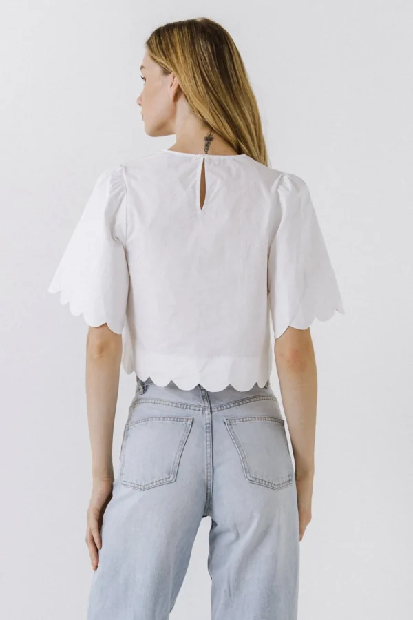 ENGLISH FACTORY Tops*- Scallop Edge Top