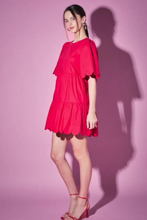 ENGLISH FACTORY White Dresses | Tops*- Scallop Detail Tiered Mini Dress