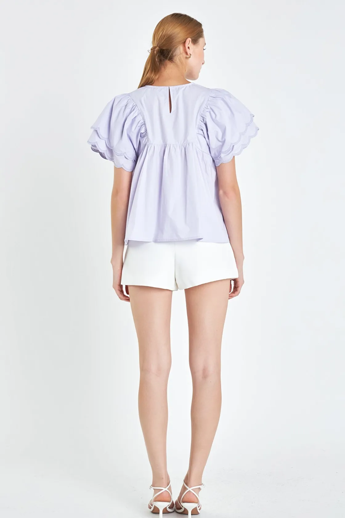 english_factory__scallop__2-3.webp ENGLISH FACTORY Tops*- Scallop Hem Sleeve Top LAVENDER