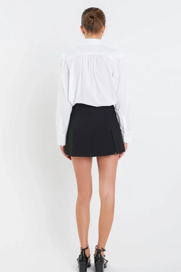 ENGLISH FACTORY Shirts & Blouses*- Scallop Trimmed Shirit Blouse WHITE