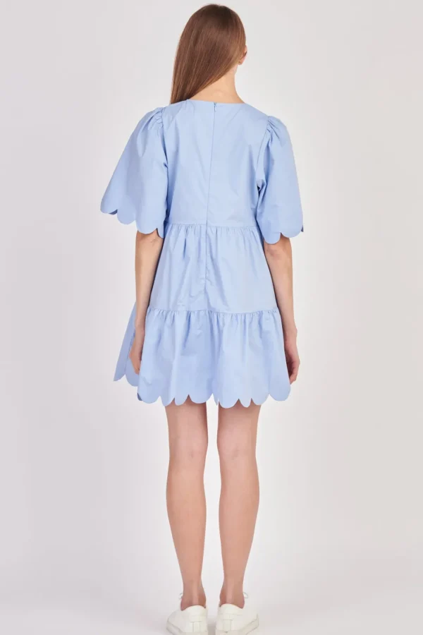 ENGLISH FACTORY White Dresses | Tops*- Scallop Detail Tiered Mini Dress