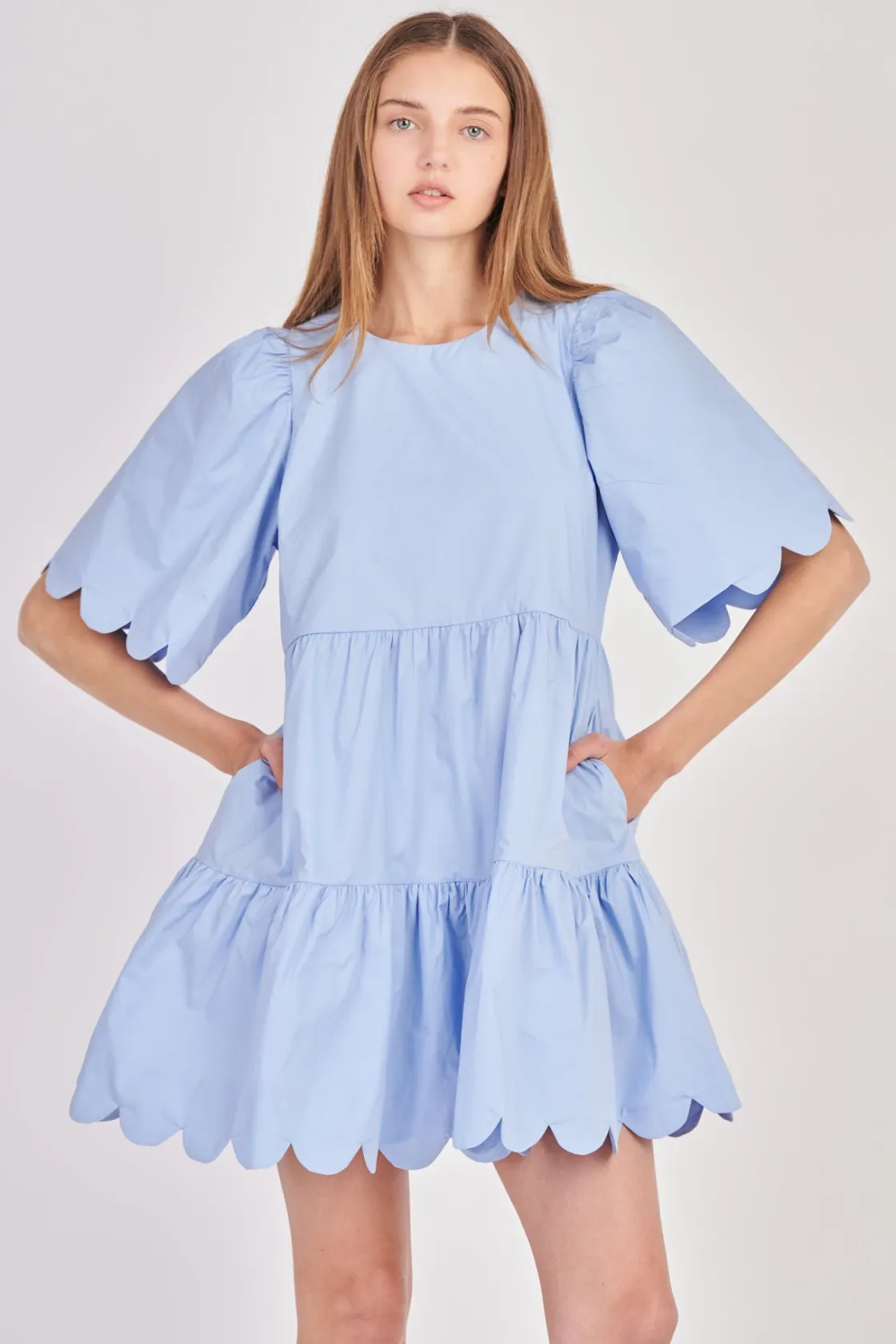 english_factory__scallop__23.webp ENGLISH FACTORY White Dresses | Tops*- Scallop Detail Tiered Mini Dress