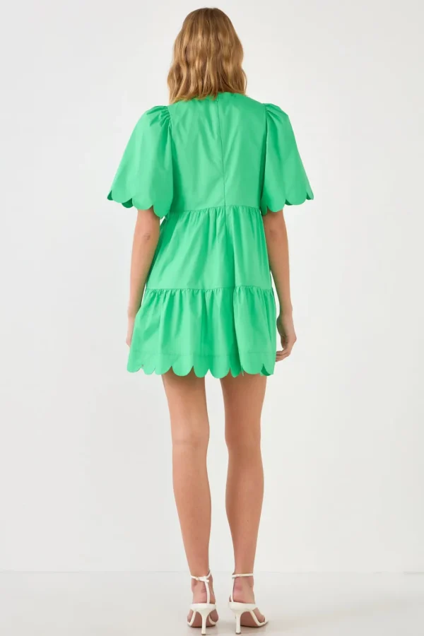 ENGLISH FACTORY White Dresses | Tops*- Scallop Detail Tiered Mini Dress