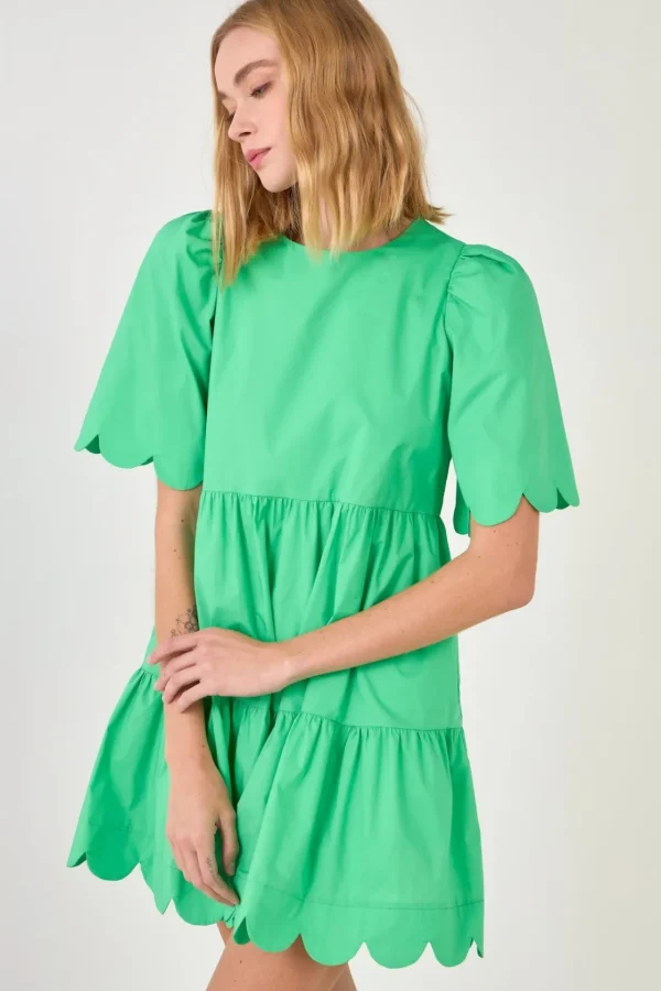 ENGLISH FACTORY White Dresses | Tops*- Scallop Detail Tiered Mini Dress