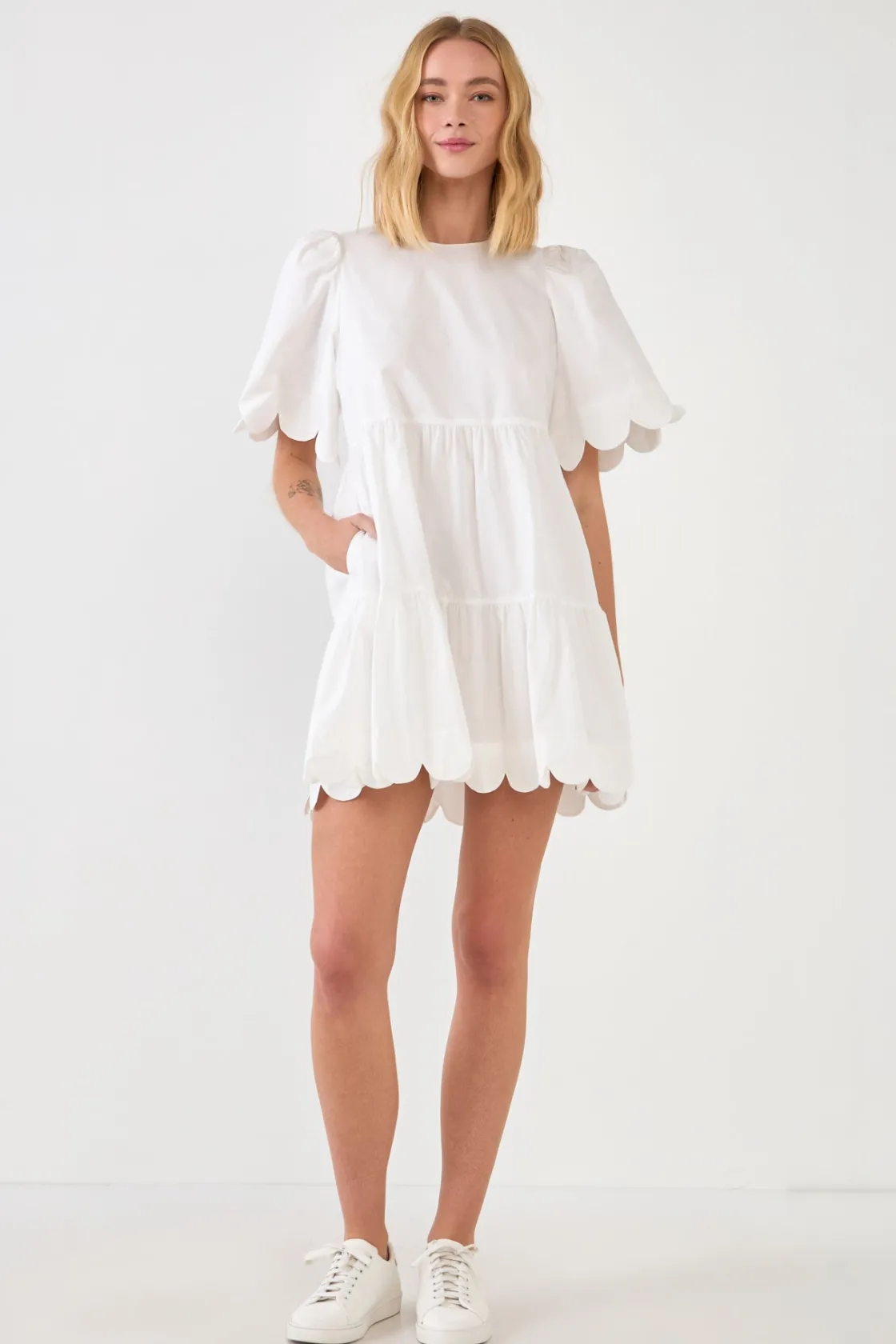 english_factory__scallop__29.webp ENGLISH FACTORY White Dresses | Tops*- Scallop Detail Tiered Mini Dress