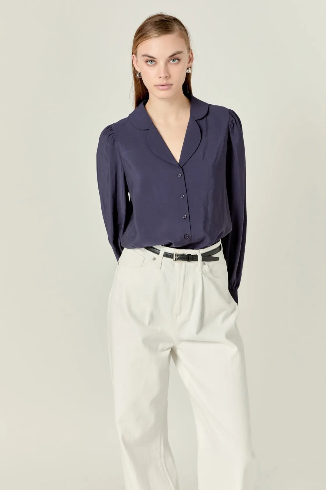 english_factory__scallop__3-1.webp ENGLISH FACTORY Tops*- Scallop Collared Dress Shirt