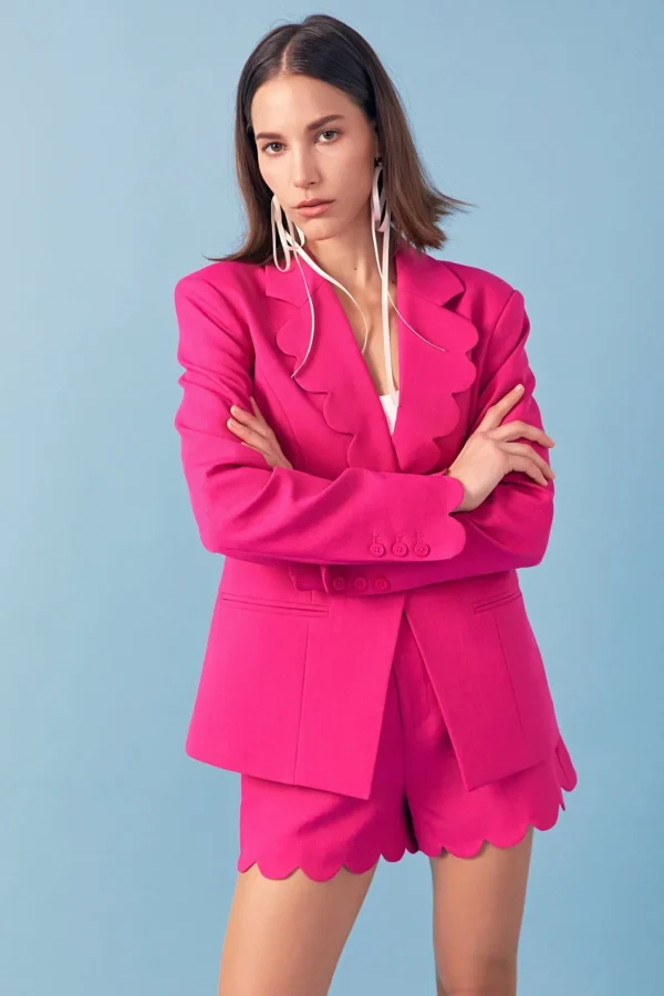 ENGLISH FACTORY Matching Sets | Blazers*- Scallop Detailed Single Button Jacket FUCHSIA
