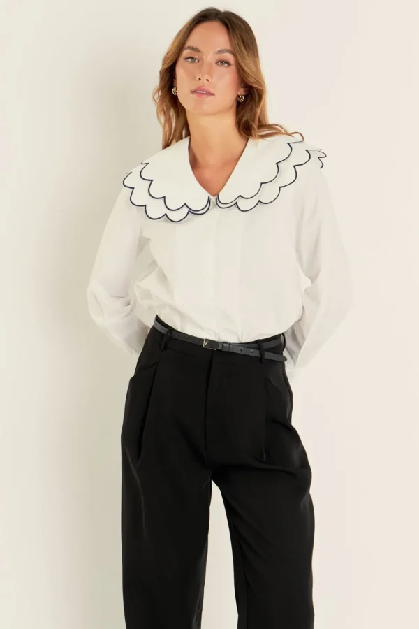 ENGLISH FACTORY Shirts & Blouses*- Scallop Embroidery Blouse WHITE