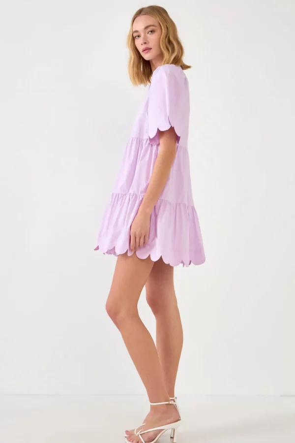 ENGLISH FACTORY White Dresses | Tops*- Scallop Detail Tiered Mini Dress