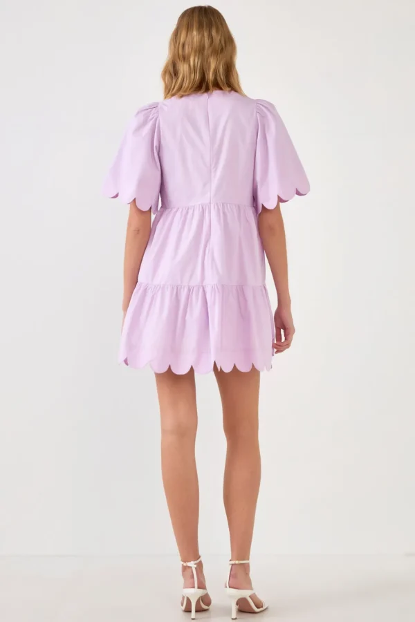 ENGLISH FACTORY White Dresses | Tops*- Scallop Detail Tiered Mini Dress