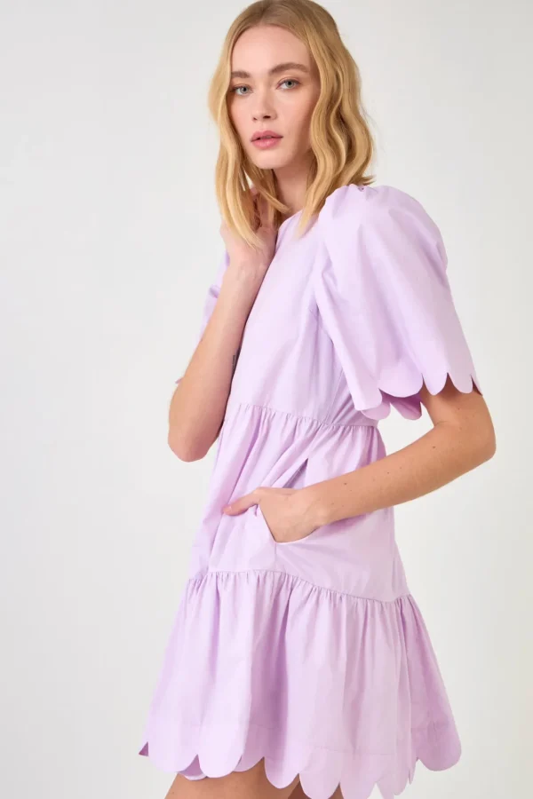 ENGLISH FACTORY White Dresses | Tops*- Scallop Detail Tiered Mini Dress