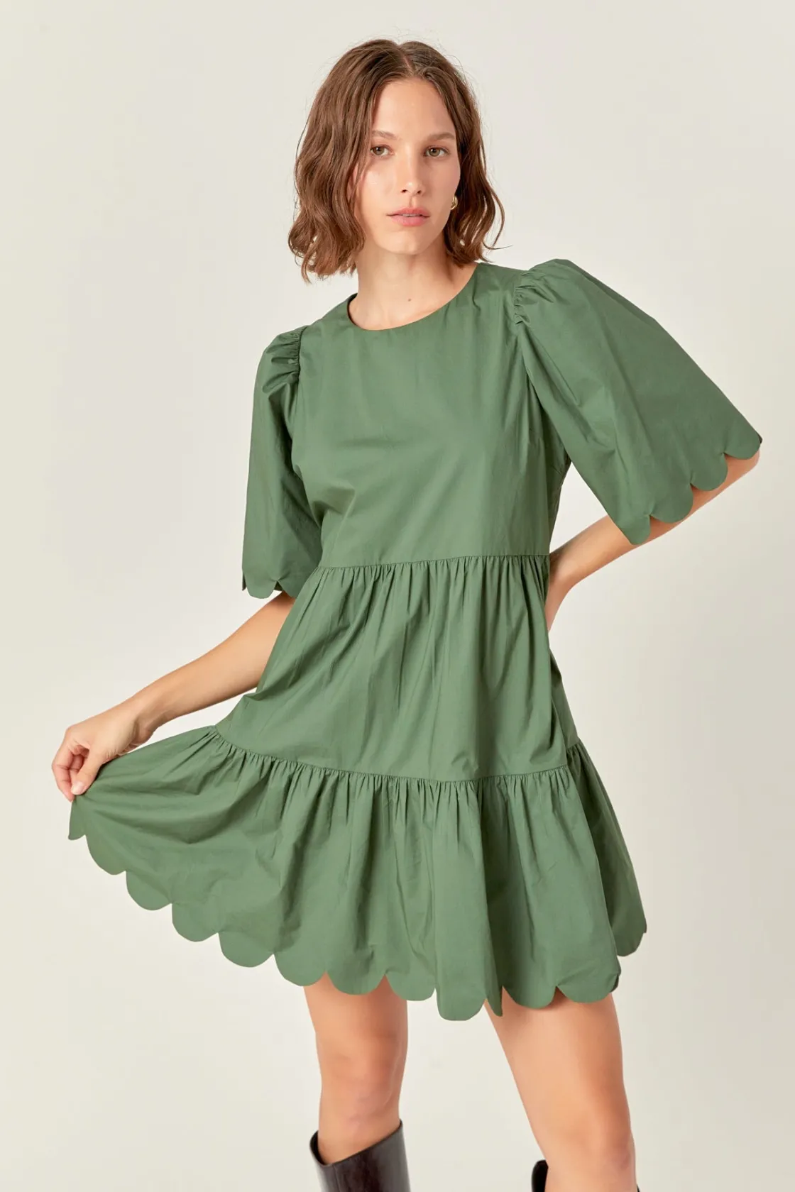 english_factory__scallop__43.webp ENGLISH FACTORY White Dresses | Tops*- Scallop Detail Tiered Mini Dress