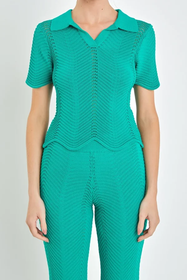 ENGLISH FACTORY Sweaters & Knits | Matching Sets*- Scallop Detail Crochet Knit Top