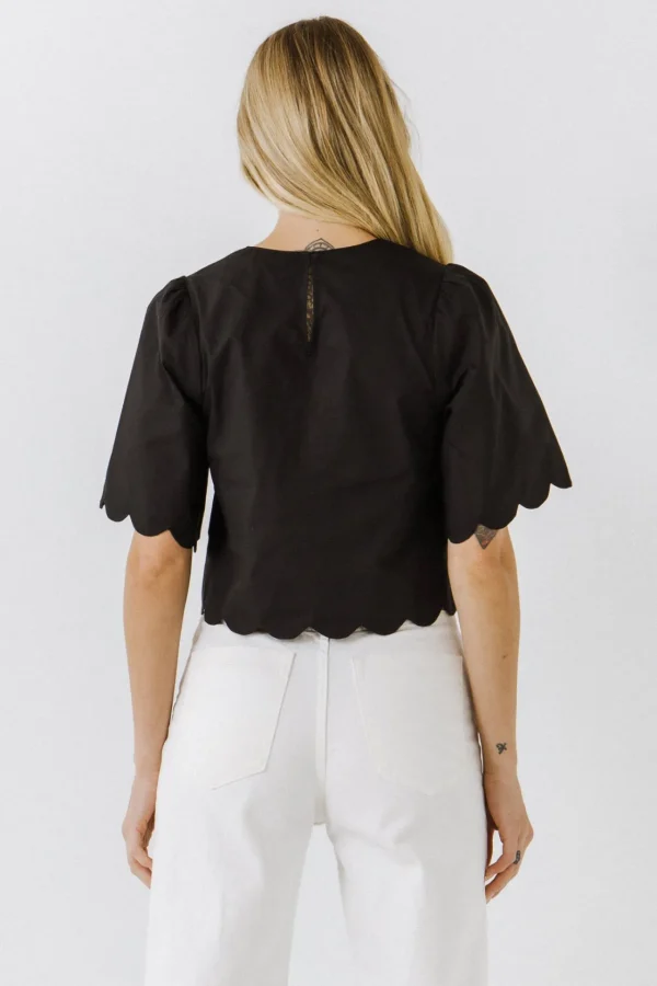 ENGLISH FACTORY Tops*- Scallop Edge Top