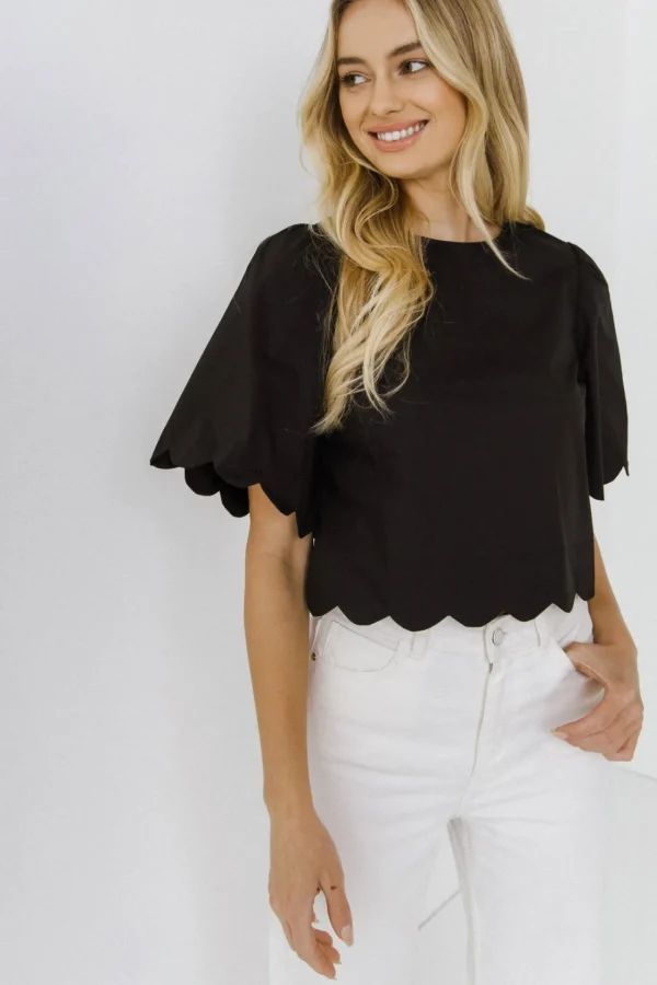 ENGLISH FACTORY Tops*- Scallop Edge Top