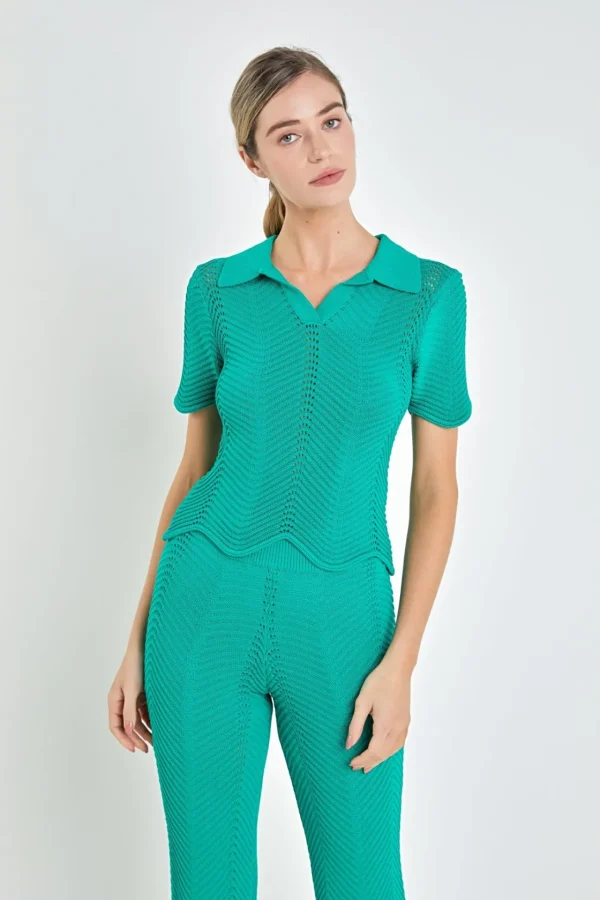 ENGLISH FACTORY Sweaters & Knits | Matching Sets*- Scallop Detail Crochet Knit Top
