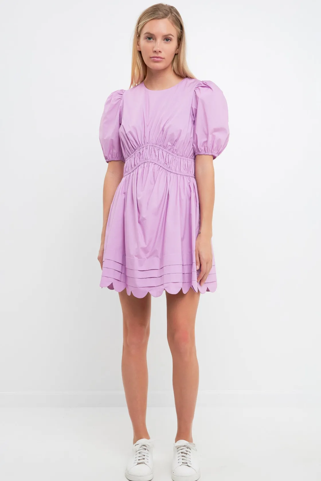 english_factory__scallop__9-2.webp ENGLISH FACTORY Puff Sleeve | Tops*- Scallop Detail Mini Dress