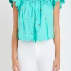 ENGLISH FACTORY Tops*- Scalloped Hem Ruffle Detail Top
