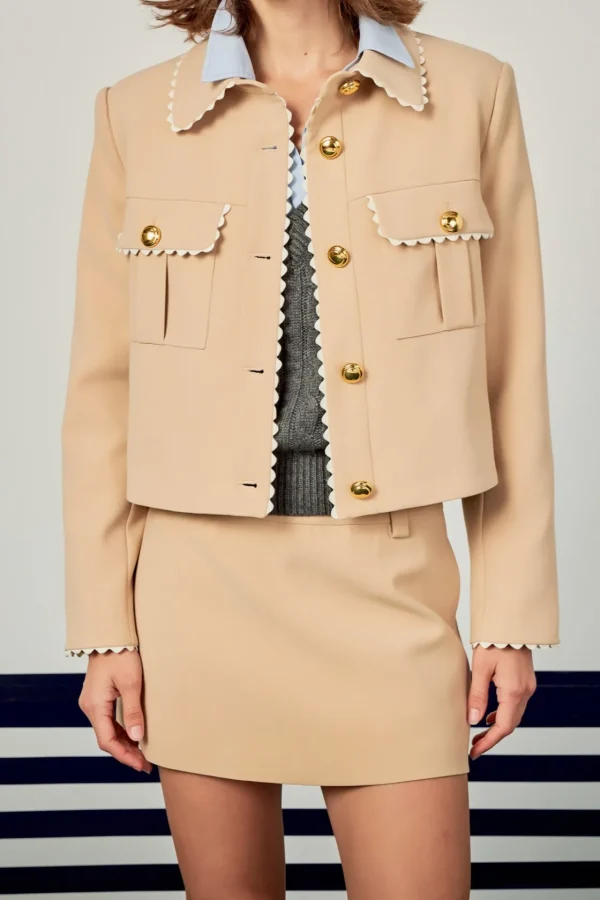 ENGLISH FACTORY Matching Sets | Jackets & Coats*- Scalloped Jacket TAUPE