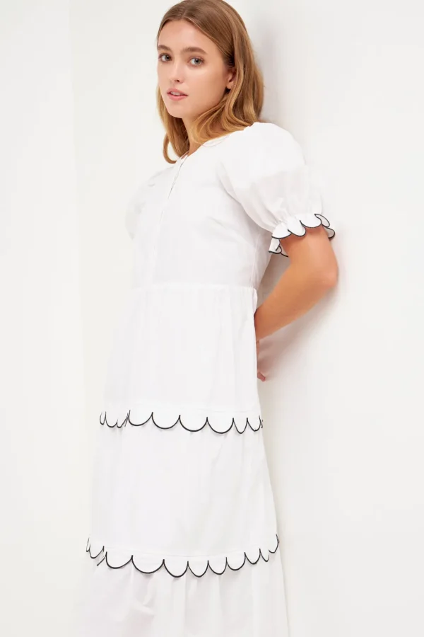 ENGLISH FACTORY White Dresses | Tops*- Scalloped Edge Midi Dress