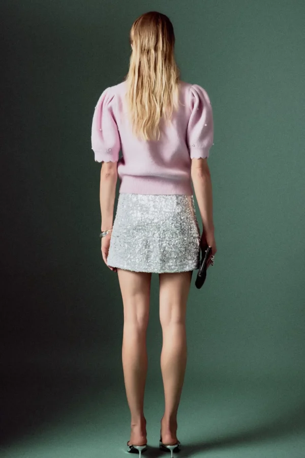 ENGLISH FACTORY Sweaters & Knits*- Scalloped Puff Sleeve Embellishment Knit