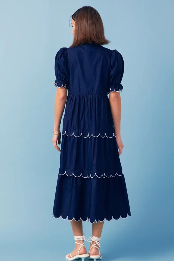 ENGLISH FACTORY White Dresses | Tops*- Scalloped Edge Midi Dress