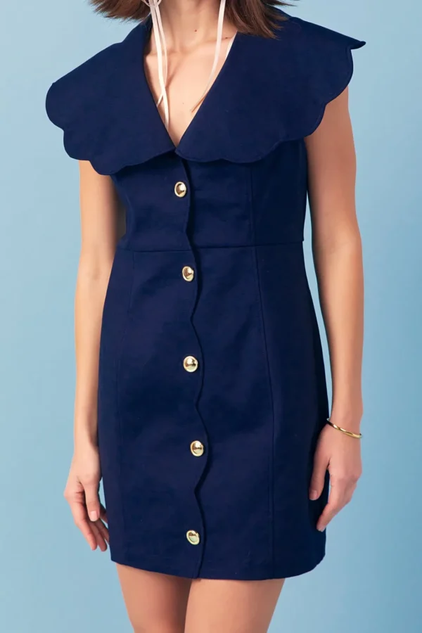 ENGLISH FACTORY Tops*- Scalloped Structured Dress