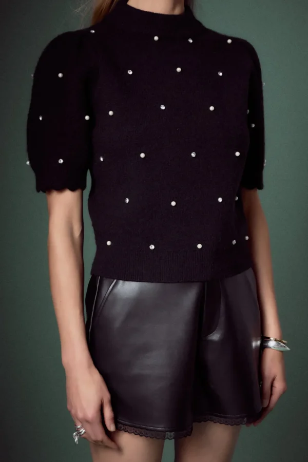 ENGLISH FACTORY Sweaters & Knits*- Scalloped Puff Sleeve Embellishment Knit
