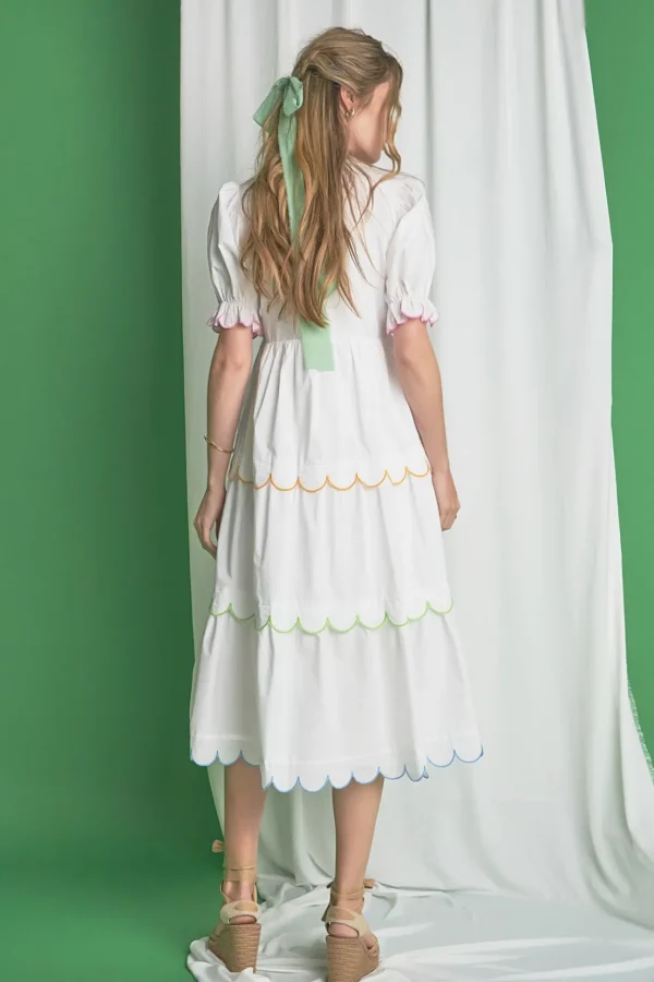ENGLISH FACTORY White Dresses | Tops*- Scalloped Edge Midi Dress